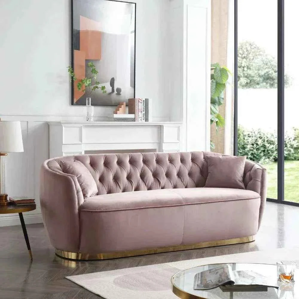 Rolex Chesterfield Suede Tufted Sofa Set