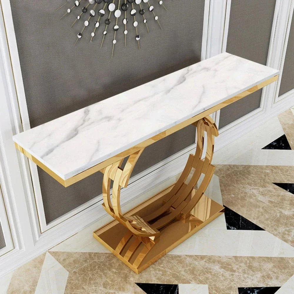 Rolex Golden Console Table - Stainless Steel - Luxe Maple