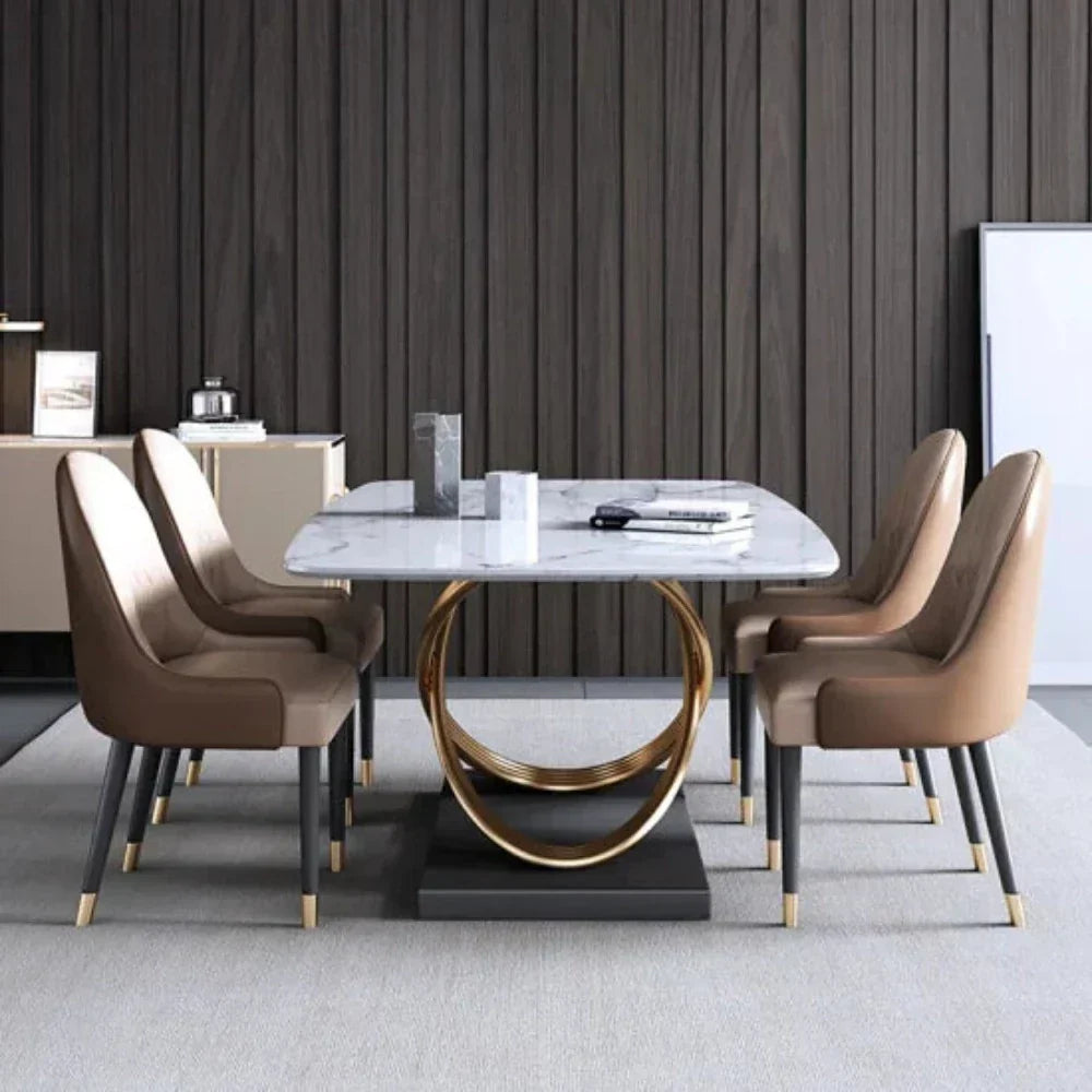 Inox Luxury 6 Seater Dining Table in Brown - Luxe Maple