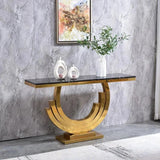 Classic Golden Console Table - Stainless Steel - Luxe Maple