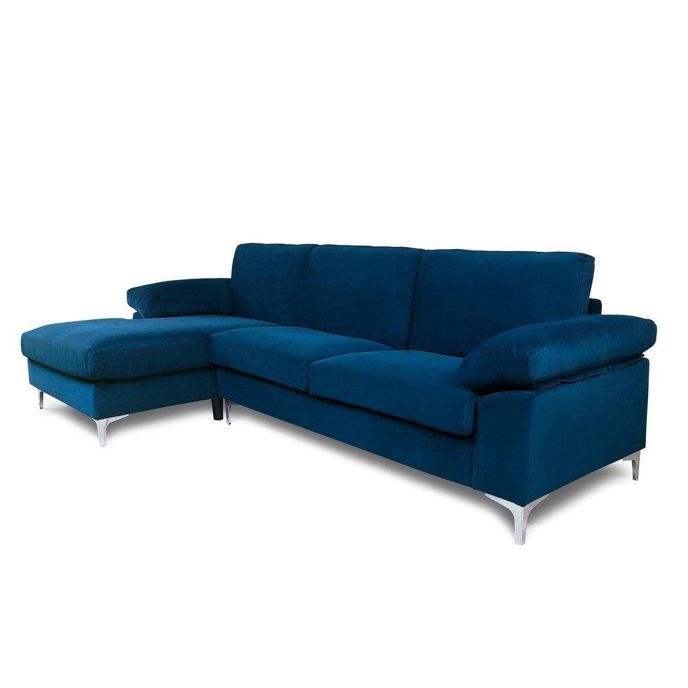 Inox Modern Suede Sectional Sofa - Luxe Maple
