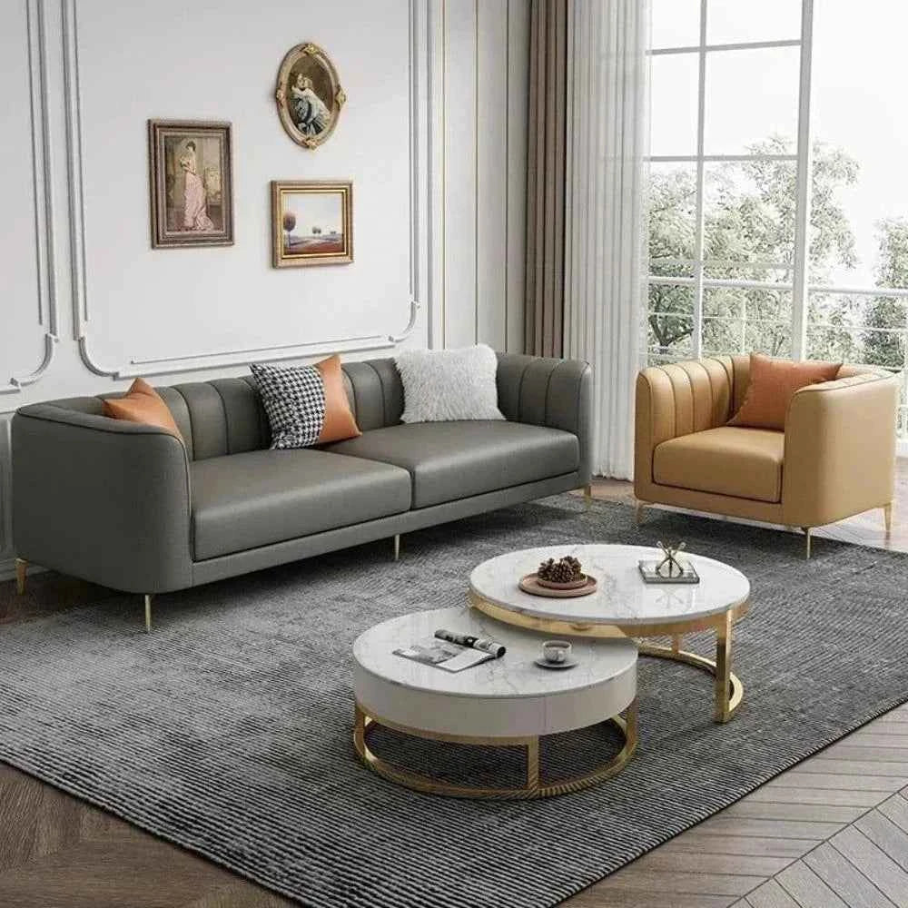Flex Luxury Straight Line Sofa Set in Leatherette