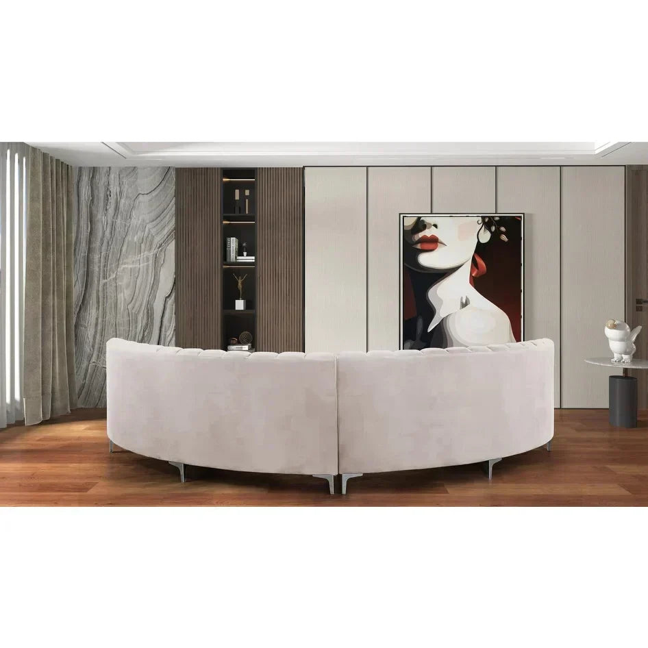 Mexican Round Modern Suede Sectional Sofa - Luxe Maple
