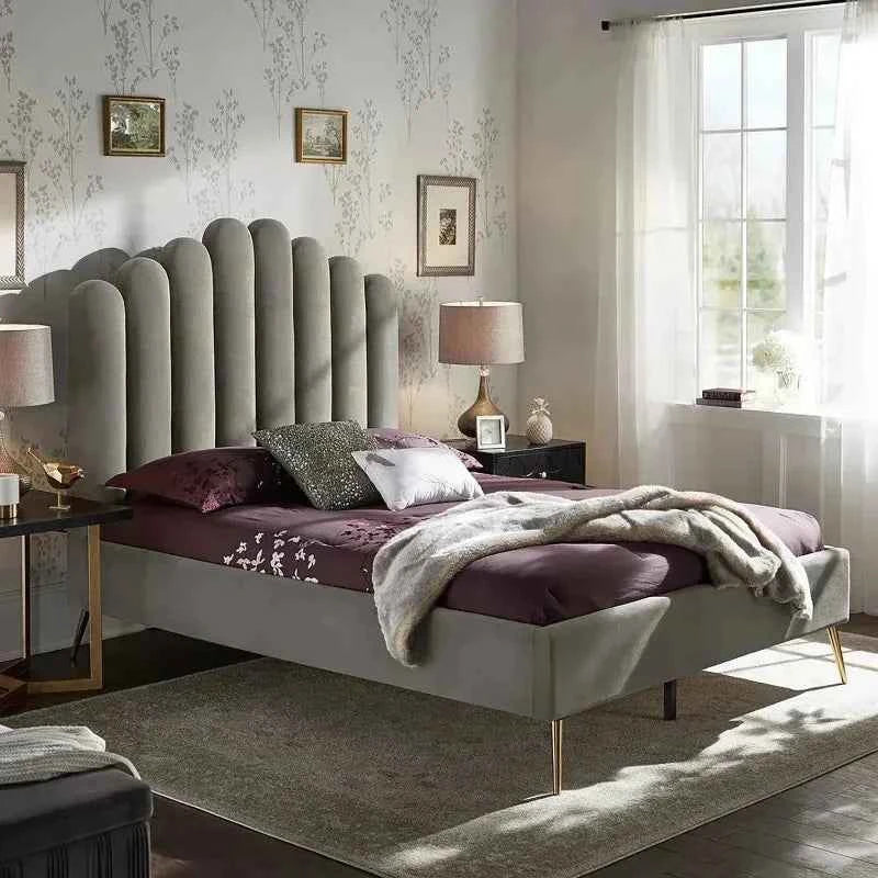 Classic Uniline Luxury Upholstered Bed Without Storage in Suede
