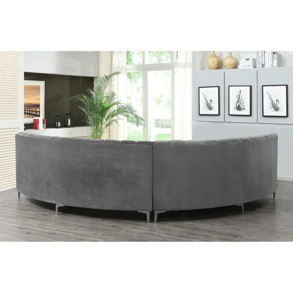 Mexican Round Modern Suede Sectional Sofa - Luxe Maple