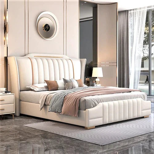 Alexa Luxury Upholstered Bed in Leatherette | Luxury Bed - Luxe Maple
