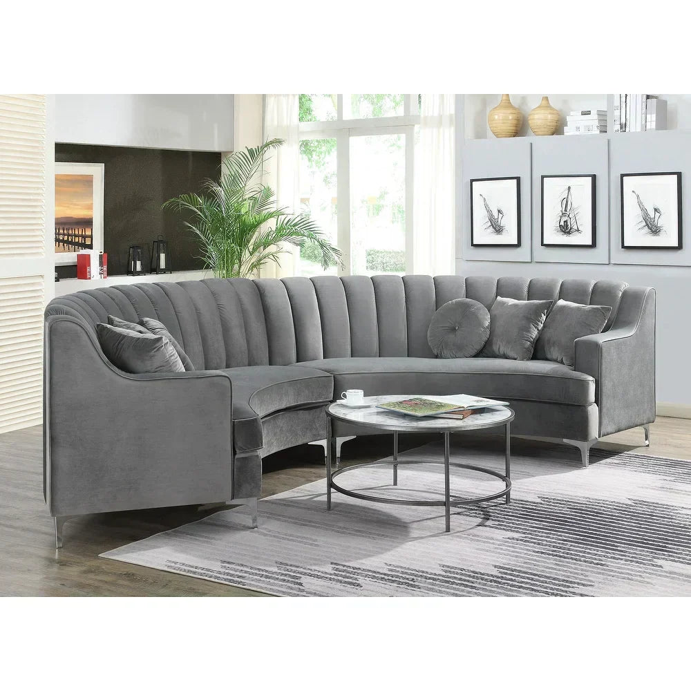Mexican Round Modern Suede Sectional Sofa - Luxe Maple