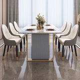 Volvo Luxury 6 Seater Dining Table in Golden Stainless Steel - Luxe Maple