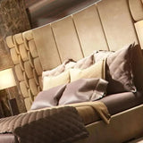 Jack & Hill Premium Upholstered Bed With Side Tables in Suede - Luxe Maple