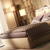 Jack & Hill Premium Upholstered Bed With Side Tables in Suede - Luxe Maple