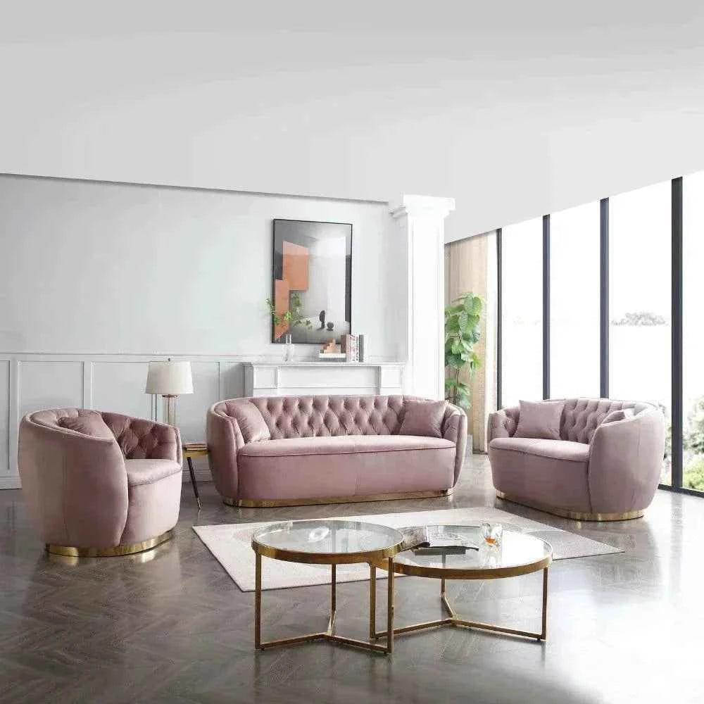 Rolex Chesterfield Suede Tufted Sofa Set