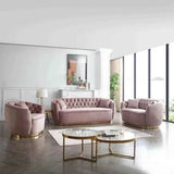 Rolex Chesterfield Suede Tufted Sofa Set