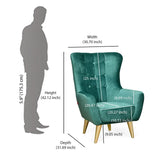 Nano Button-Tufted Wingback Chair In Green - Luxe Maple