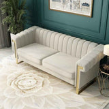 Glam Sofa Set in Beige With Golden SS Frame