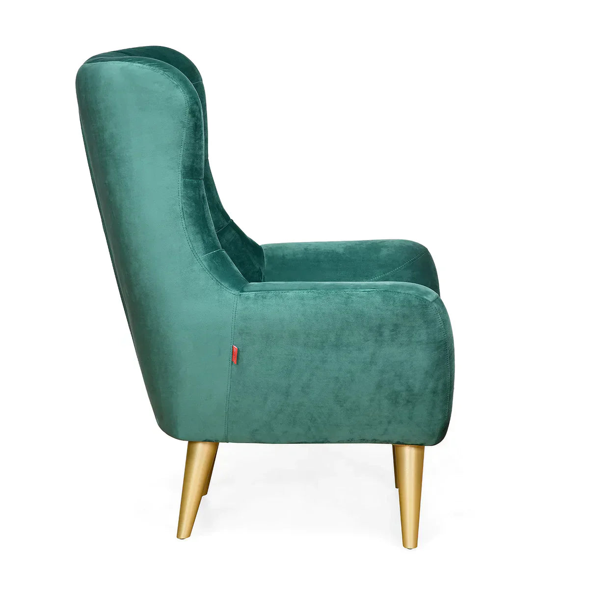 Nano Button-Tufted Wingback Chair In Green - Luxe Maple