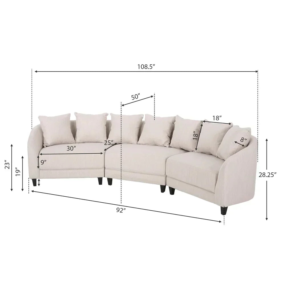 Rolex Round Modern Molfino Sectional Sofa - Luxe Maple