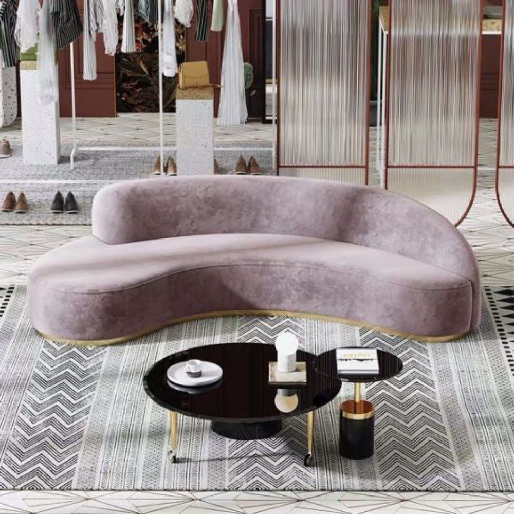 Pacific Luxury Modern Velvet Upholstered Curved Sofa - Luxe Maple