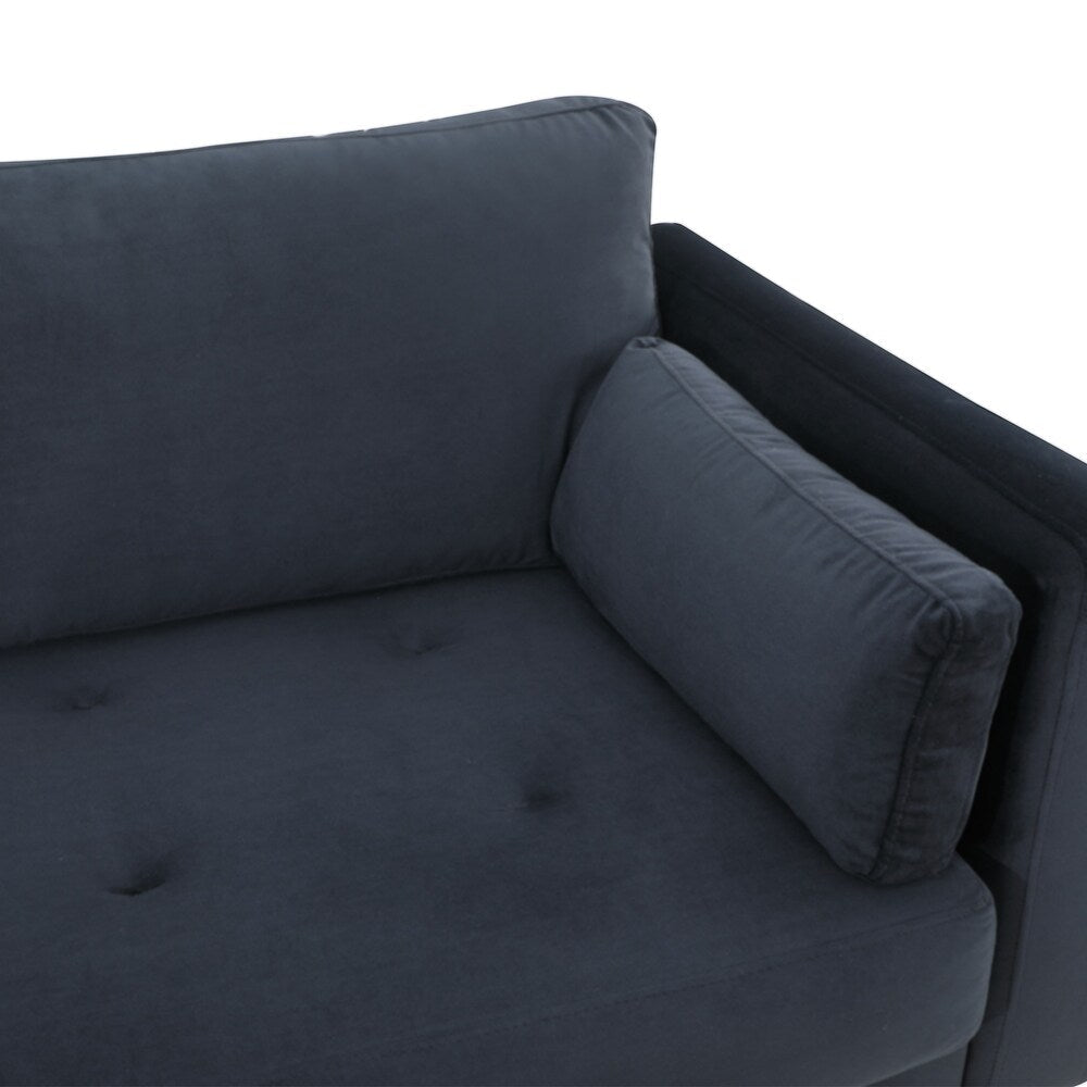 Volly One Couch Mid-century Sectional Sofa in Black - Luxe Maple
