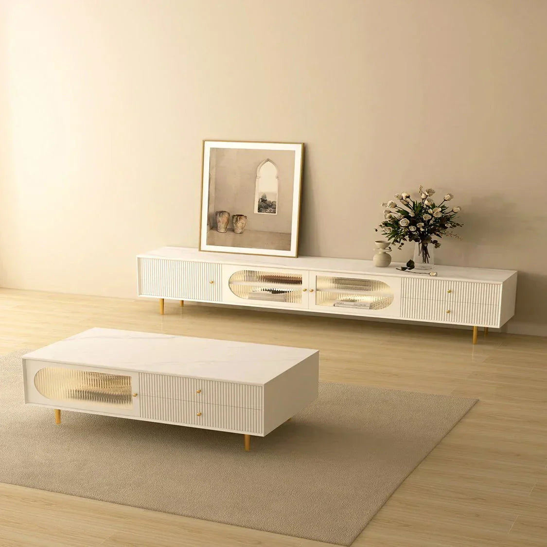 Pacific Luxury TV Unit in White - Luxe Maple