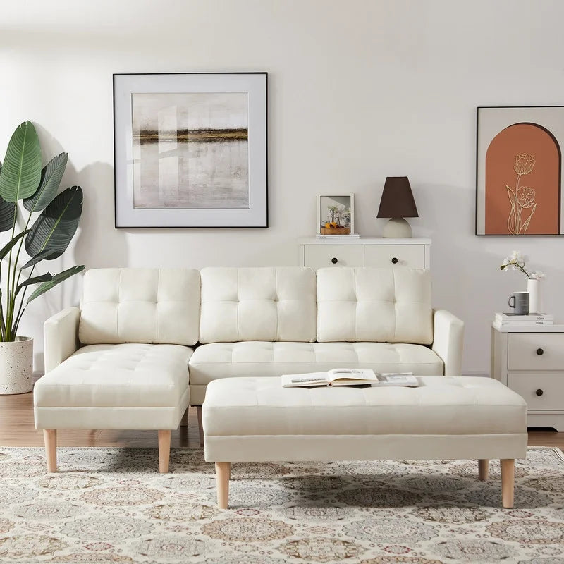 Practo Modern Suede Sofa Set in Suede With Setty - Luxe Maple
