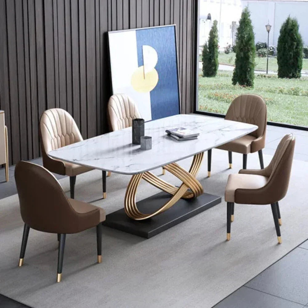 Inox Luxury 6 Seater Dining Table in Brown - Luxe Maple
