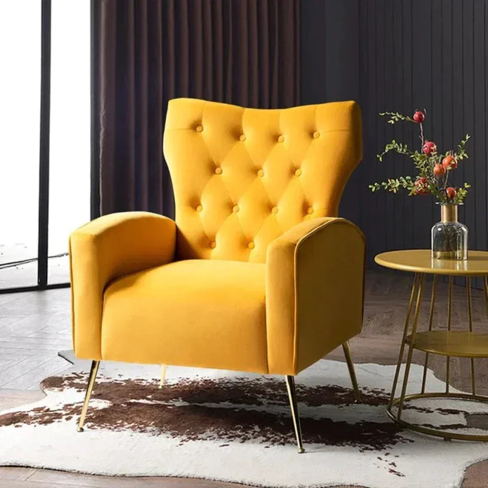 Jacky Chesterfield Chair in Suede - Luxe Maple
