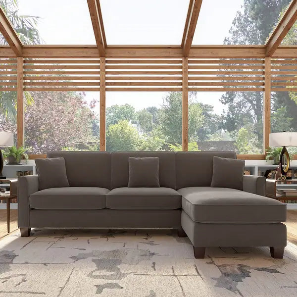Celio Modern Suede Sectional Sofa - Luxe Maple