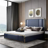 Matrix Luxury Upholstered Bed In Leatherette - Luxe Maple