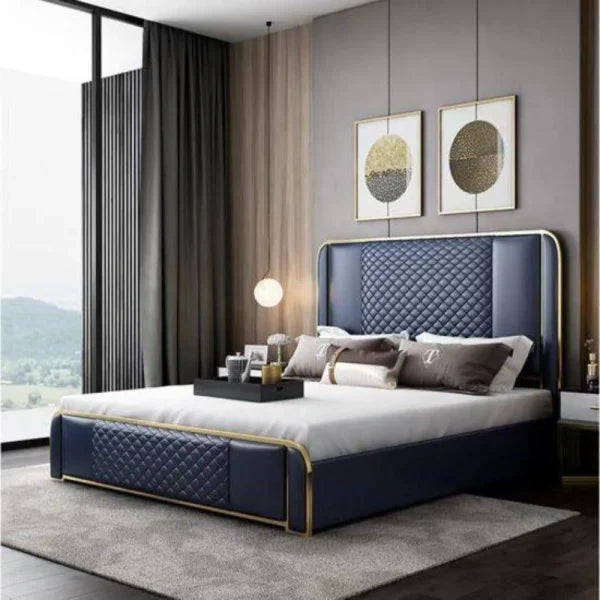 Matrix Luxury Upholstered Bed In Leatherette - Luxe Maple