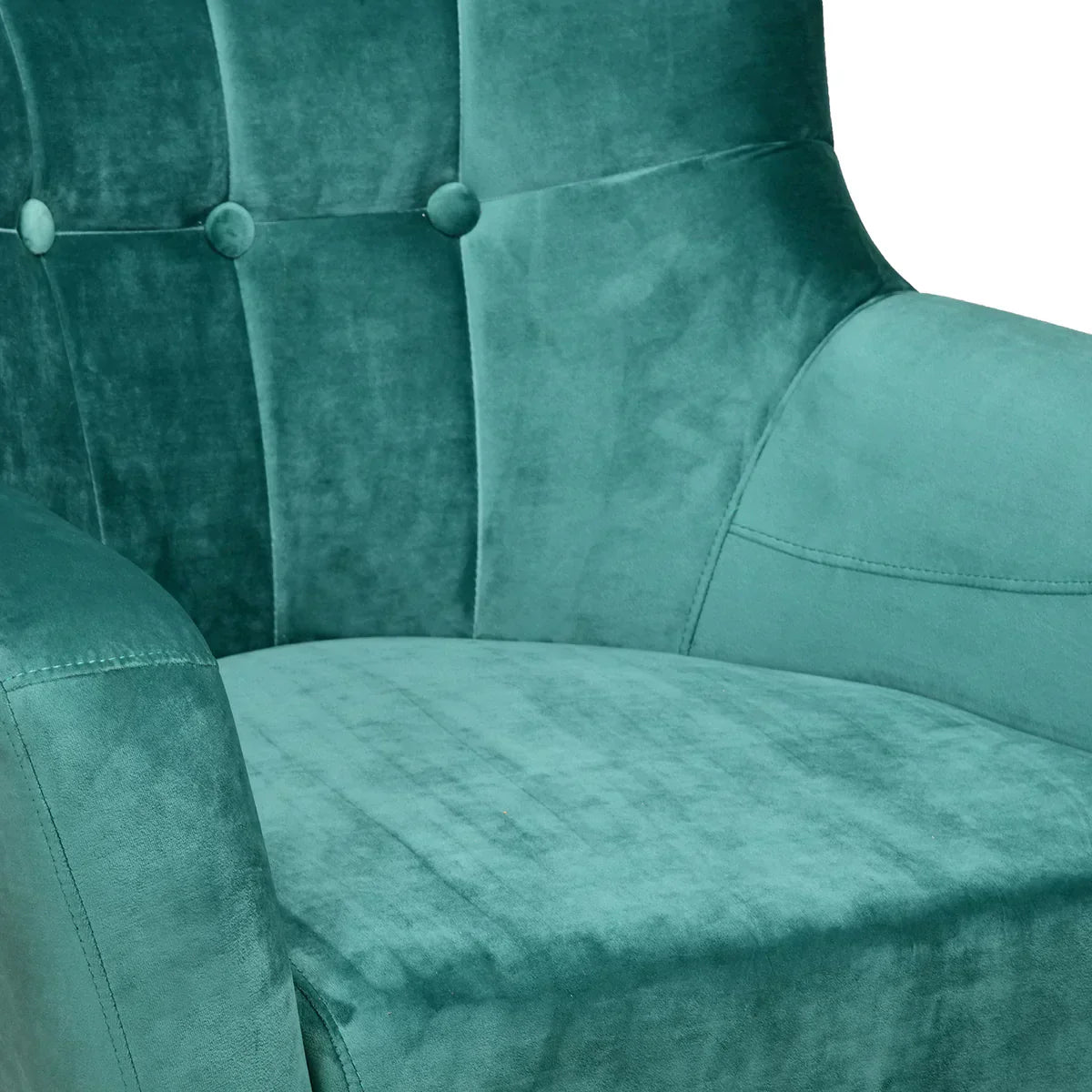 Nano Button-Tufted Wingback Chair In Green - Luxe Maple