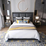 France Luxury Upholstered Bed in Leatherette - Luxe Maple