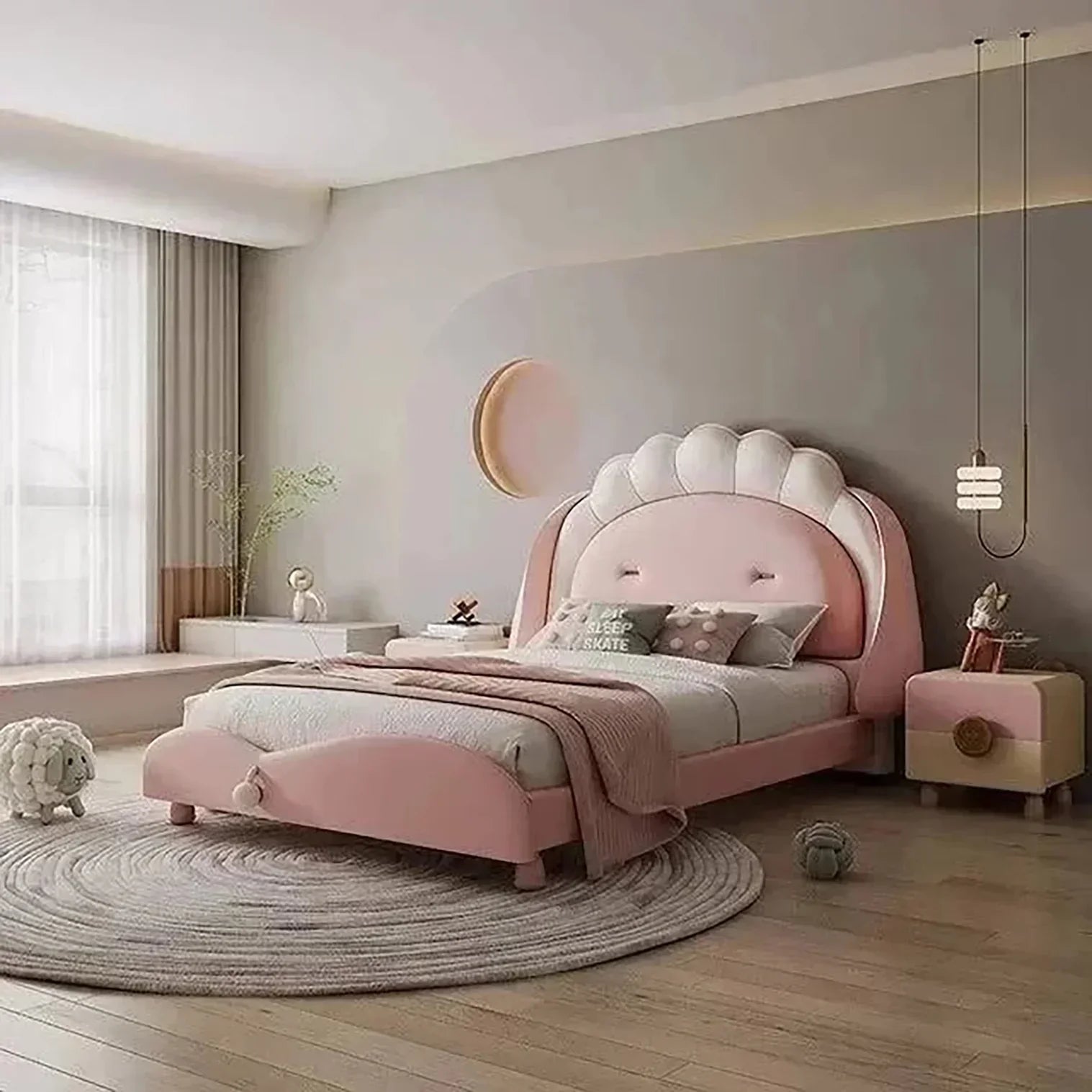 Kido Upholstered Kids Bed Without Storage in Suede - Luxe Maple