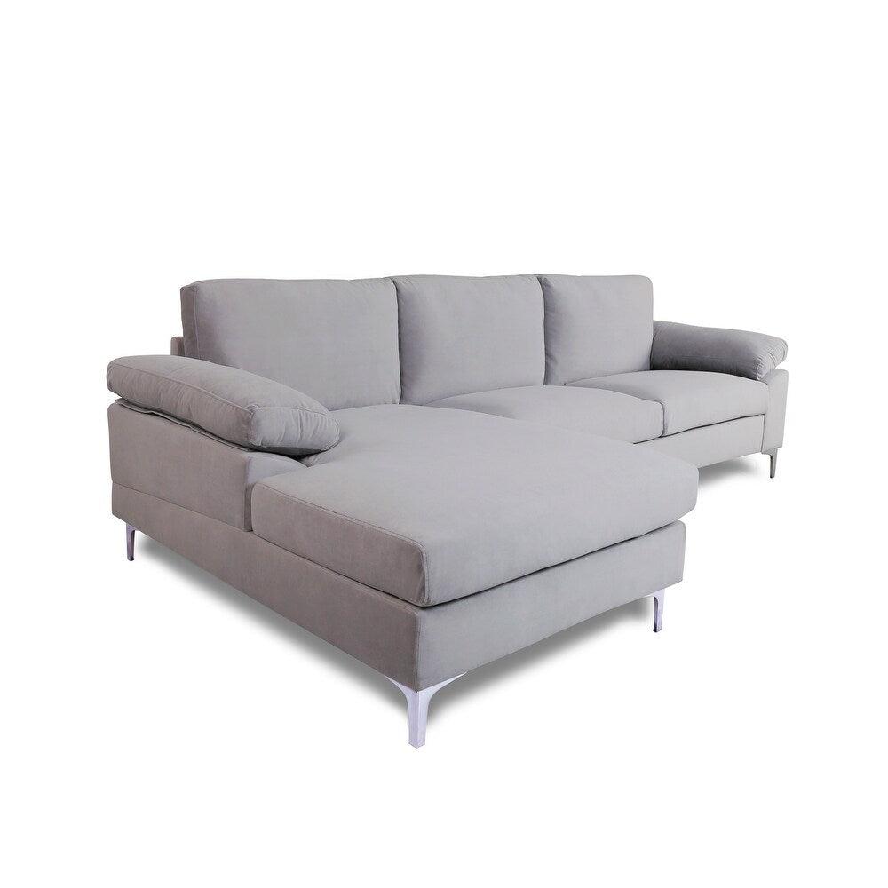 Inox Modern Suede Sectional Sofa - Luxe Maple
