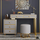 Oscar Dressing Table With Ottoman In Stainless Steel - Gold - Luxe Maple