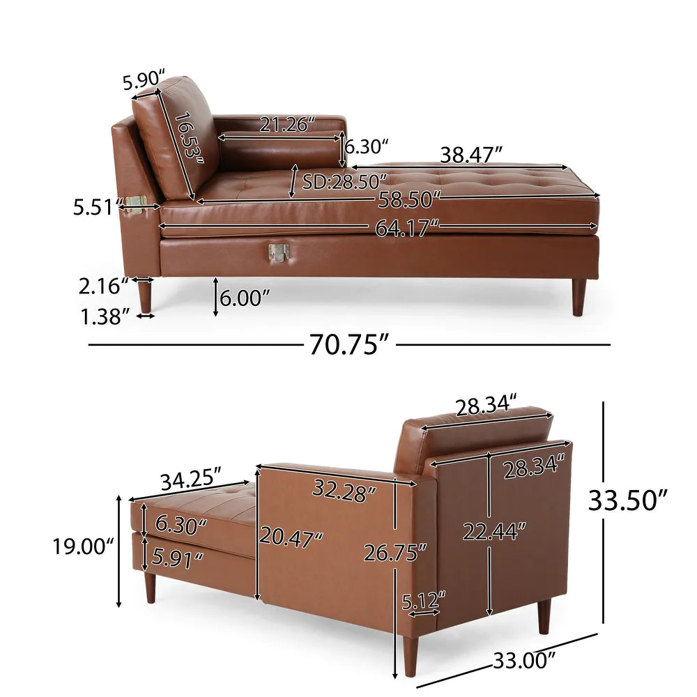 Depy Sectional Sofa Set in PU Leatherette - Luxe Maple