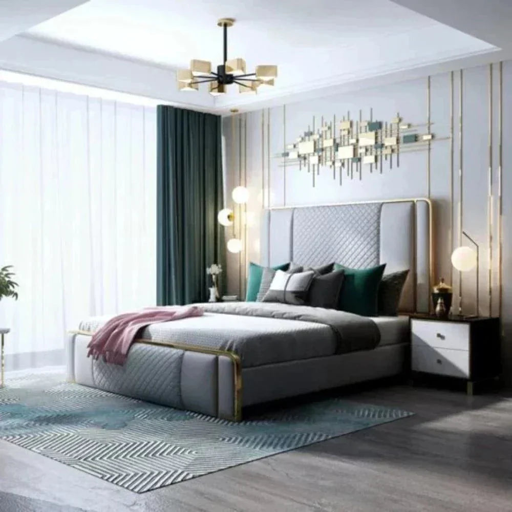 Matrix Luxury Upholstered Bed In Leatherette - Luxe Maple