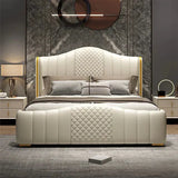 Mario Luxury Upholstered Bed in Leatherette | Modern Luxury Bed - Luxe Maple