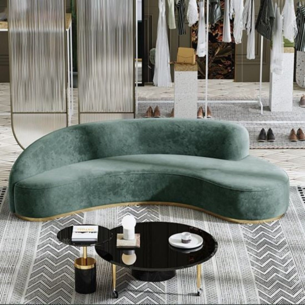 Pacific Luxury Modern Velvet Upholstered Curved Sofa - Luxe Maple