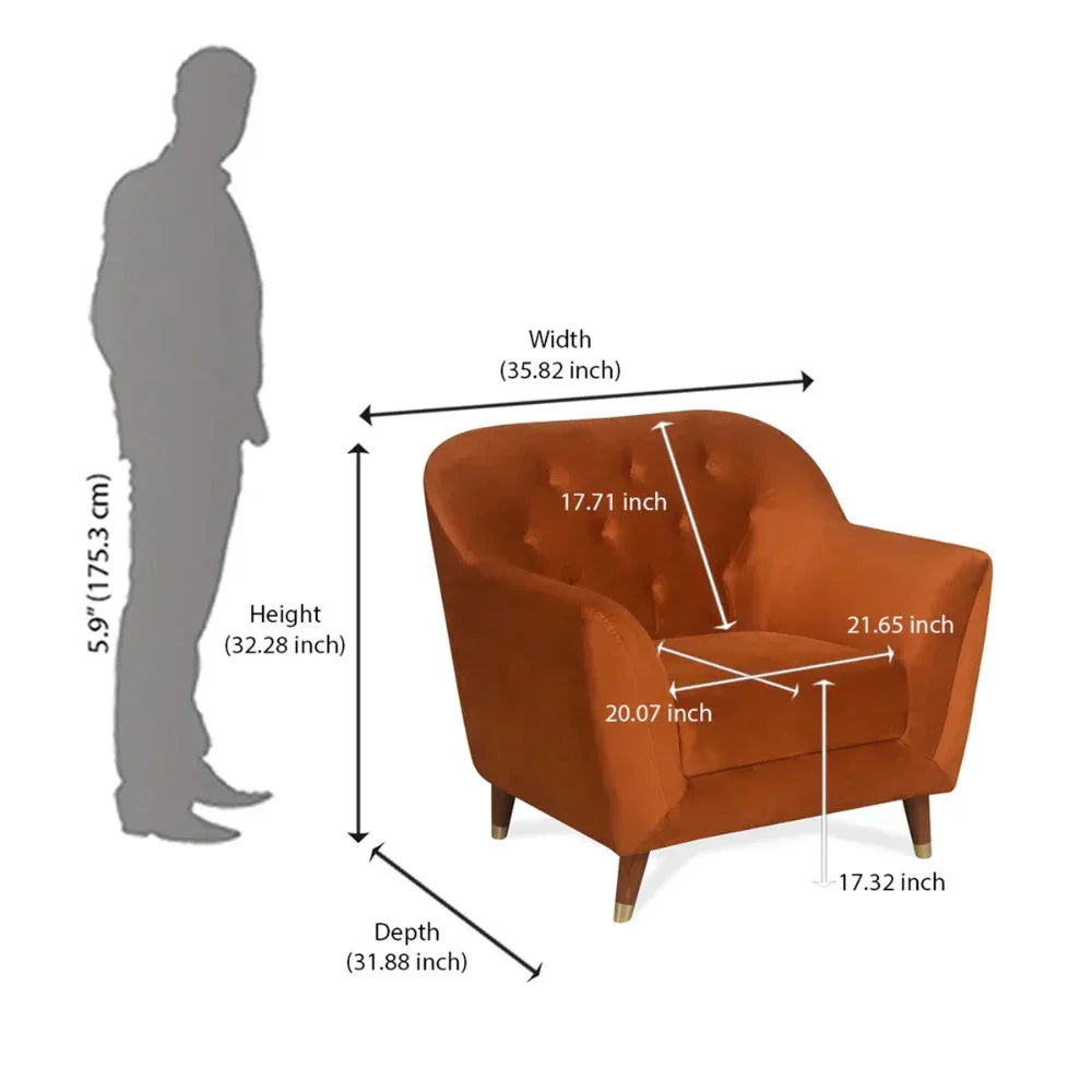 Nuke Couch Accent Chair in Orange Color - Luxe Maple