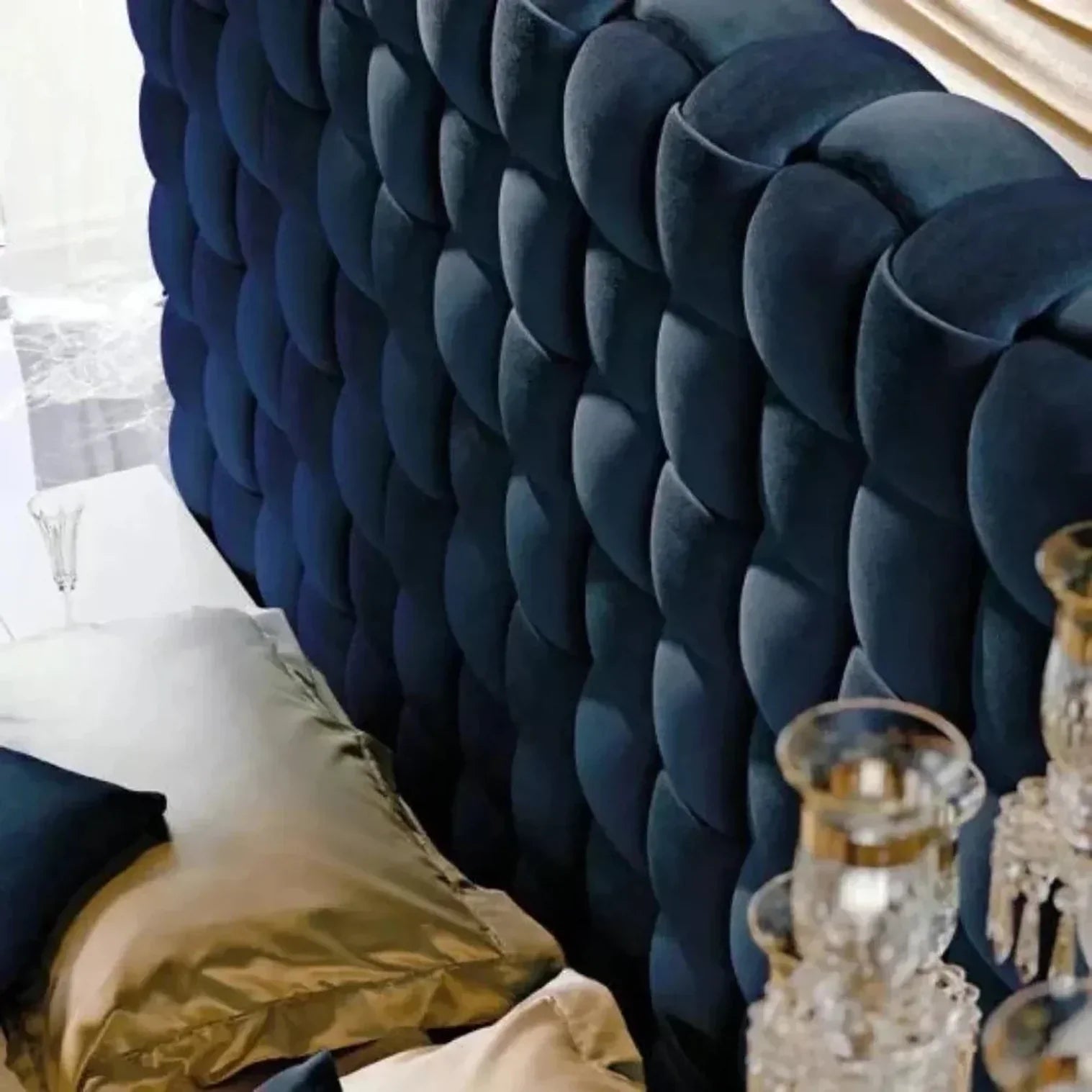 BigBoss Premium Upholstered Bed With Side Tables in Suede - Luxe Maple