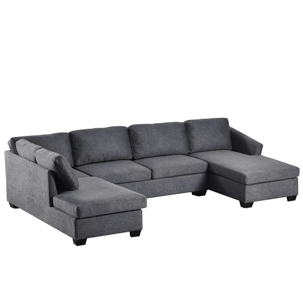 Jeffo Modern Suede Sectional U Shape Sofa - Luxe Maple