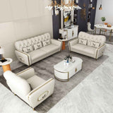 Asian Premium Straight Line Chesterfield Sofa Set in Leatherette