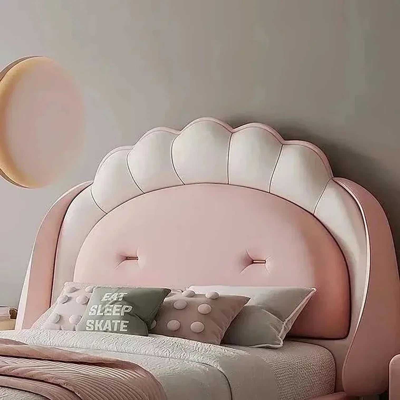 Kido Upholstered Kids Bed Without Storage in Suede - Luxe Maple