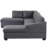Jeffo Modern Suede Sectional U Shape Sofa - Luxe Maple