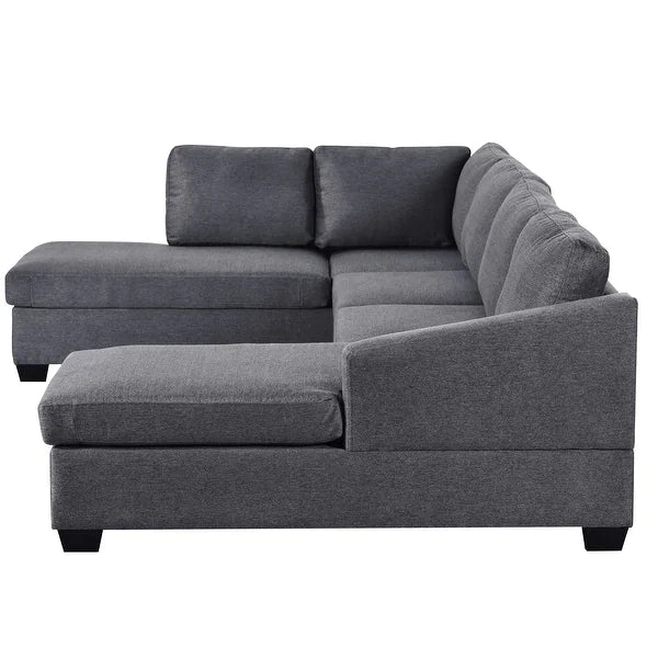 Jeffo Modern Suede Sectional U Shape Sofa - Luxe Maple