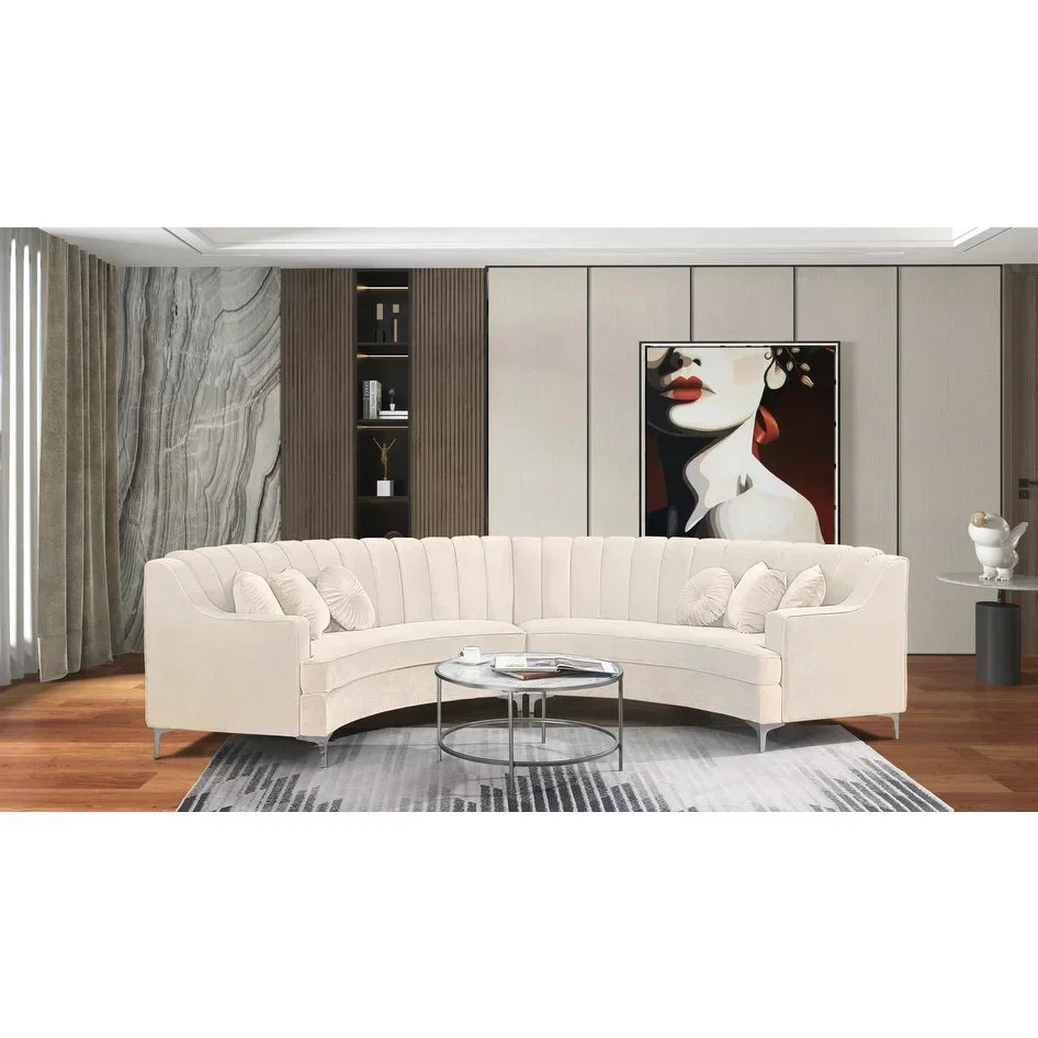 Mexican Round Modern Suede Sectional Sofa - Luxe Maple