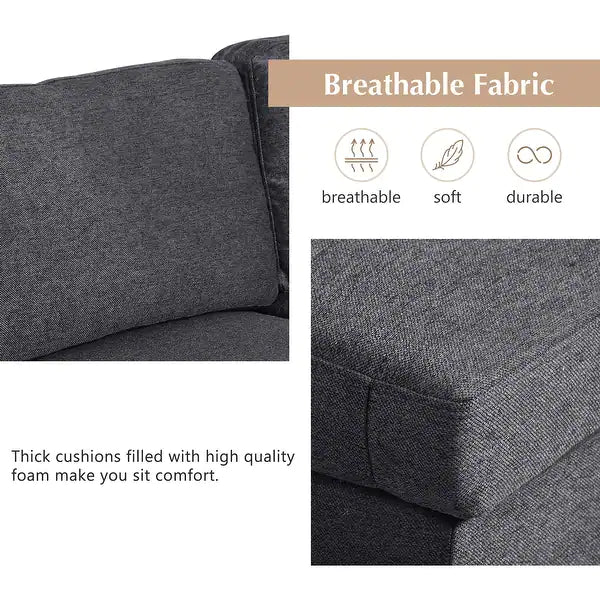 Jeffo Modern Suede Sectional U Shape Sofa - Luxe Maple