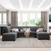 Jeffo Modern Suede Sectional U Shape Sofa - Luxe Maple