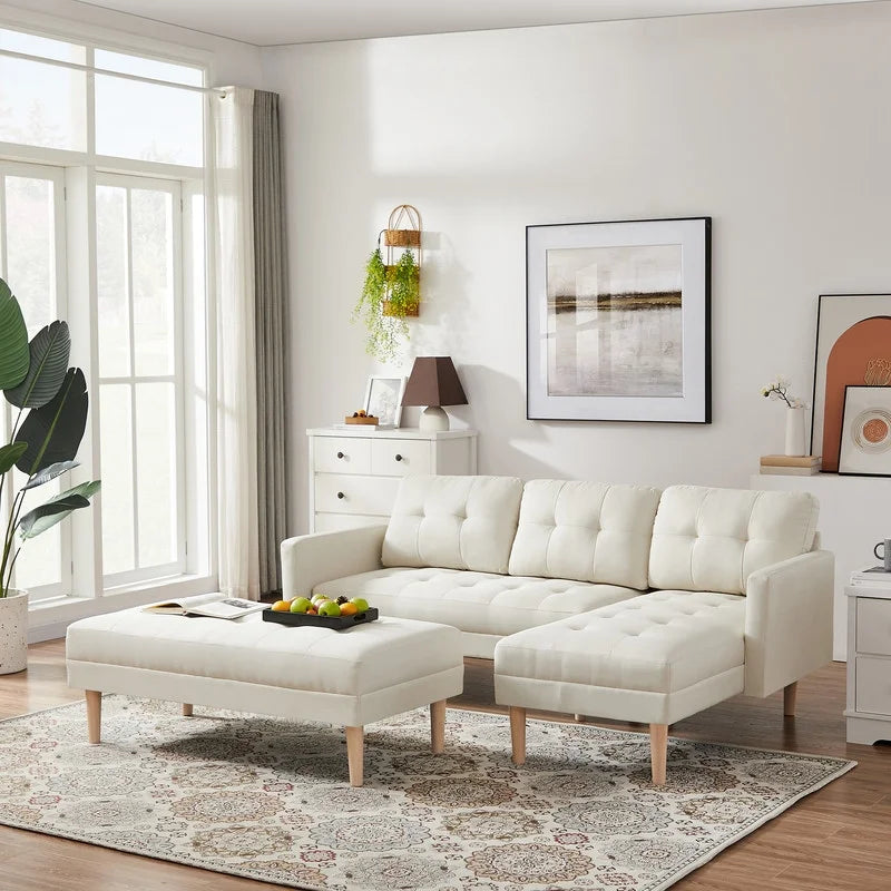 Practo Modern Suede Sofa Set in Suede With Setty - Luxe Maple