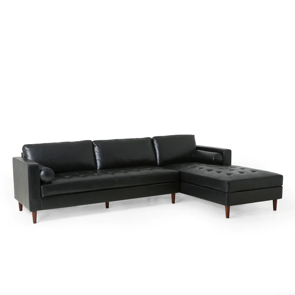 Depy Sectional Sofa Set in PU Leatherette - Luxe Maple